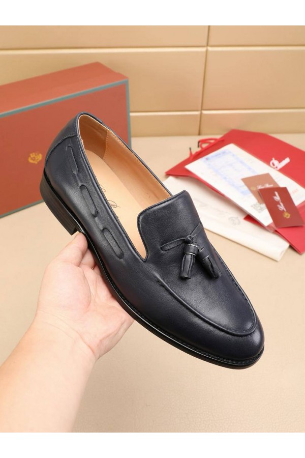Кожаные лоферы Loro Piana tassel - Navy