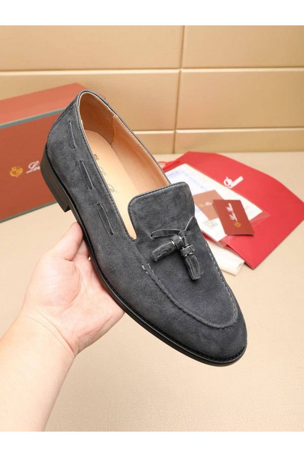 Замшевые лоферы Loro Piana tassel - Grey