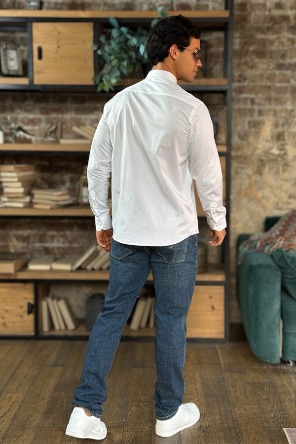 Мужская рубашка Loro Piana logo-embroidered - White