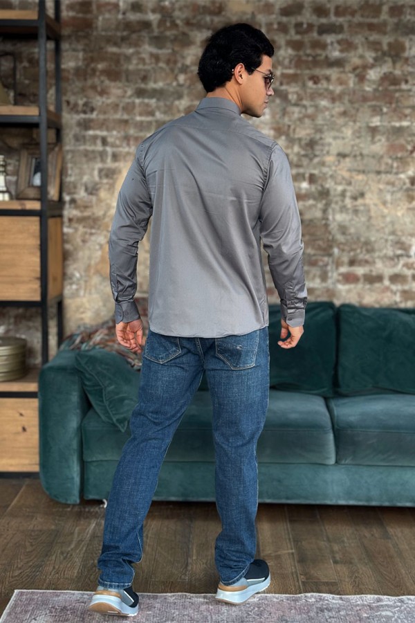 Мужская рубашка Loro Piana logo-embroidered - Grey