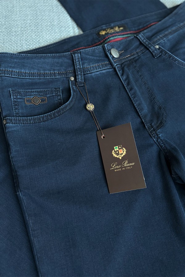 Мужские джинсы тёмно-синего цвета Loro Piana straight fit