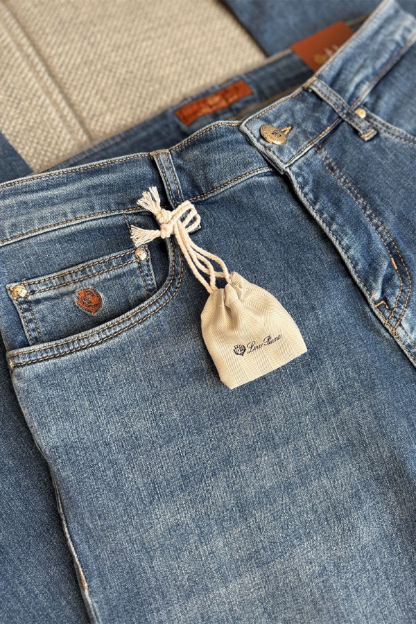 Мужские джинсы светло-синего цвета Loro Piana regular fit