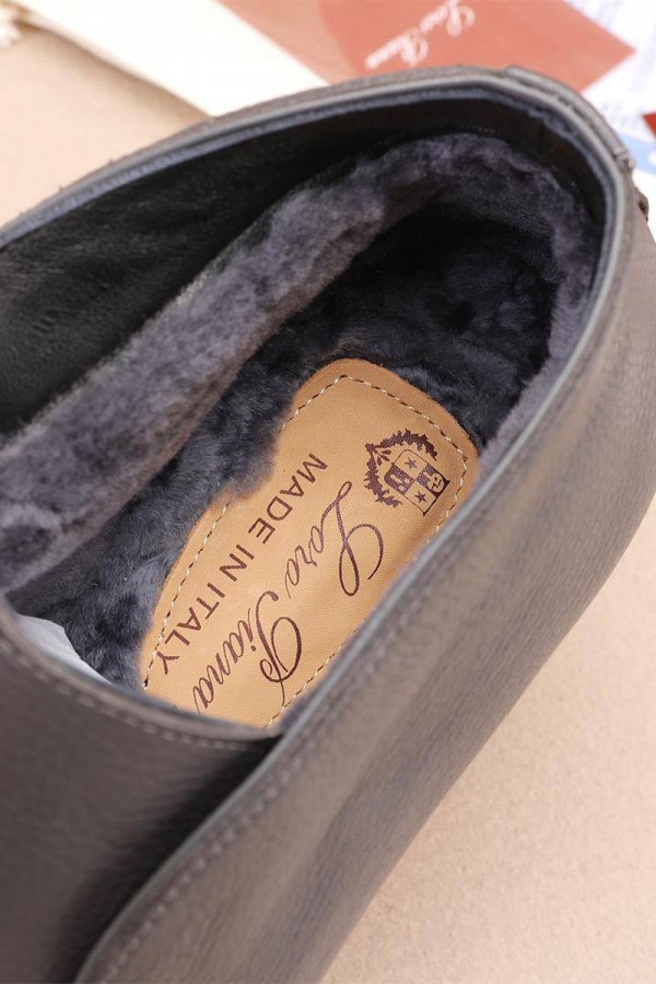 Кожаные лоферы с мехом Loro Piana Open Walk - Grey