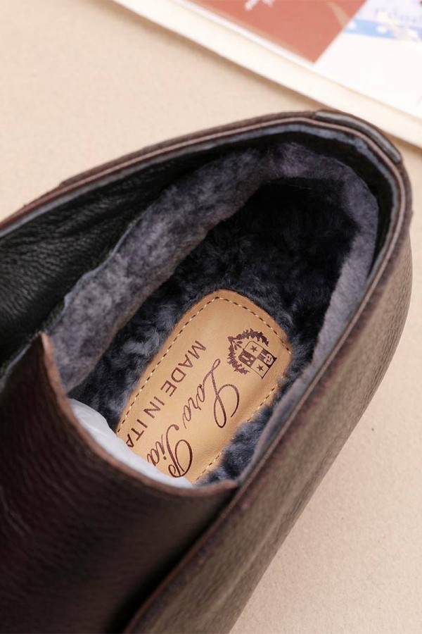 Кожаные лоферы с мехом Loro Piana Open Walk - Brown