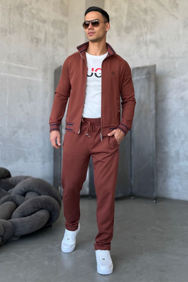 Мужская кофта на молнии Loro Piana monogram - Brown