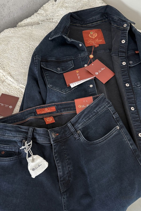 Джинсовая рубашка Loro Piana тёмно-синего цвета