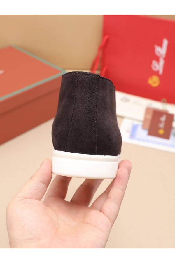 Замшевые лоферы с меховой стелькой Loro Piana Open Walk - Brown