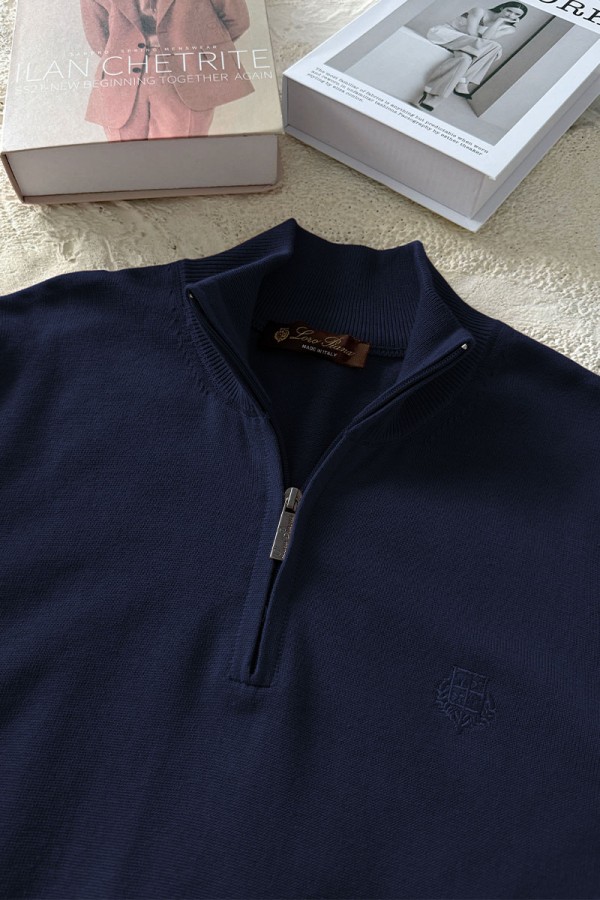 Мужская кофта Loro Piana zip neck - Navy