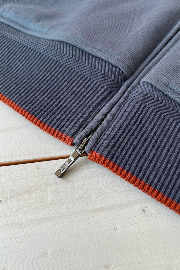Кофта на молнии Loro Piana Premium signature logo - Denim Blue
