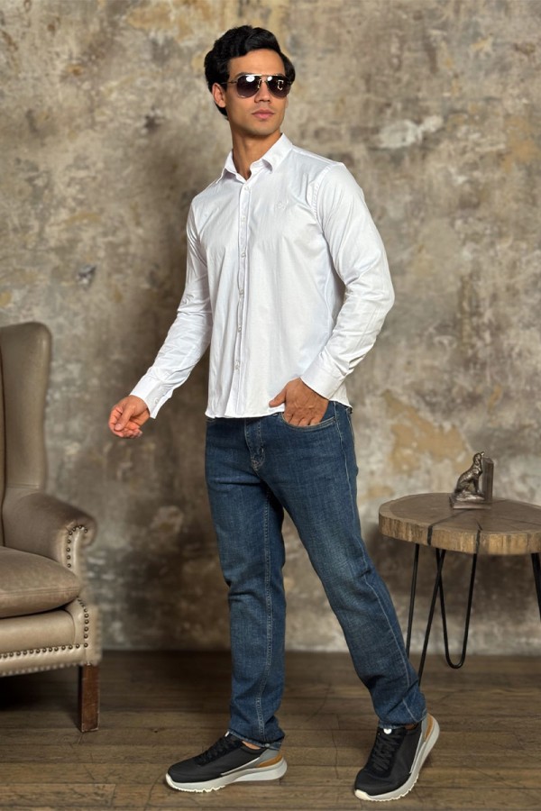 Мужская рубашка Loro Piana белого цвета