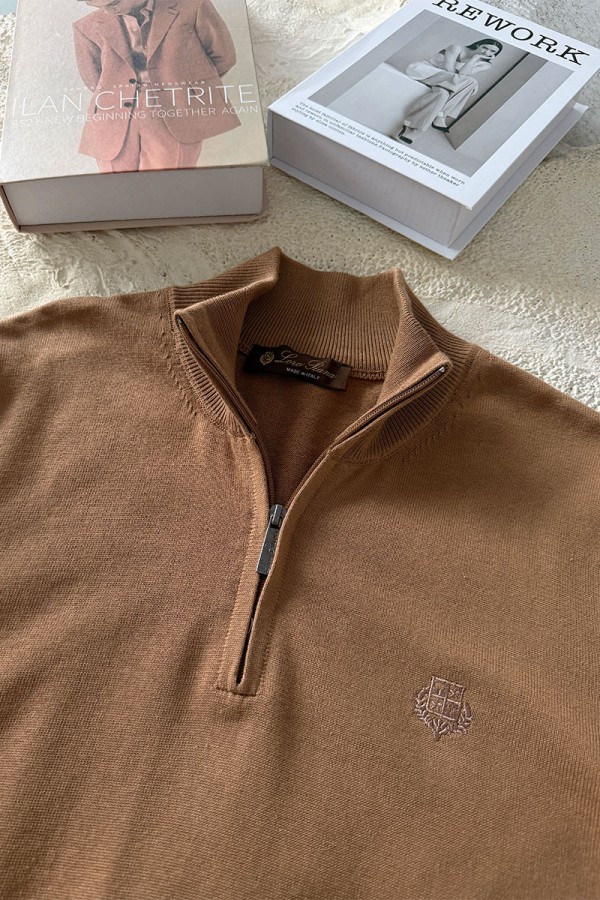 Мужская кофта Loro Piana zip neck - Brown