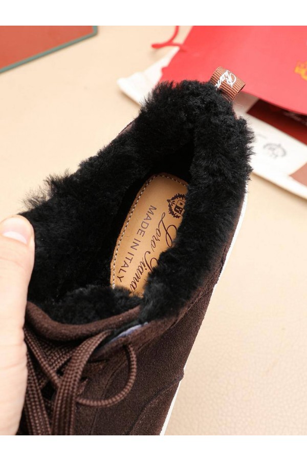 Кроссовки с мехом Loro Piana Newport Walk - Brown