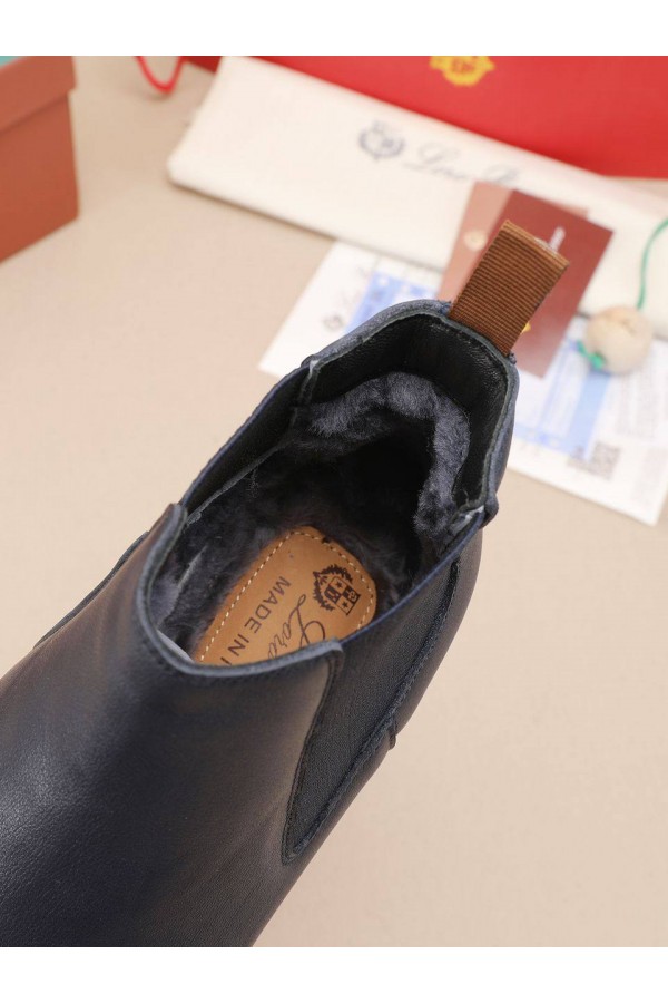 Кожаные ботинки с мехом Loro Piana