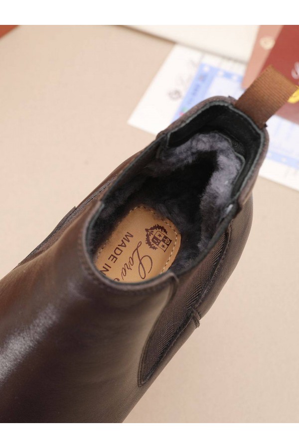 Кожаные ботинки с мехом Loro Piana