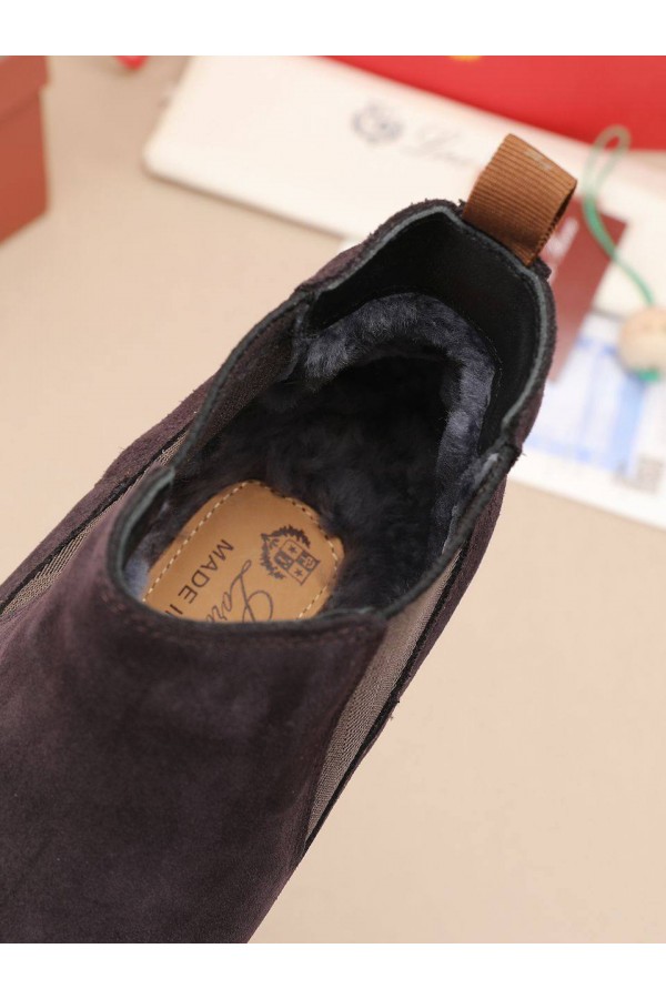 Замшевые ботинки с мехом Loro Piana