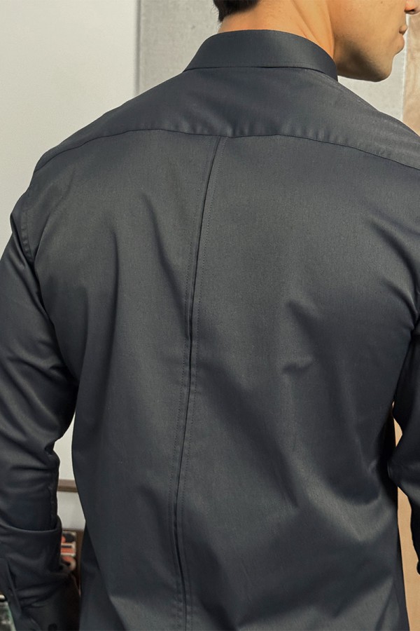 Мужская тёмно-синяя рубашка Loro Piana logo-embroidered