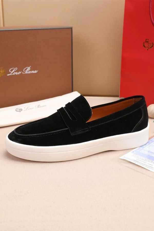 Замшевые лоферы Loro Piana Summer Walk - Black