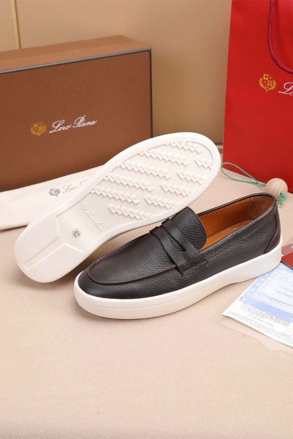 Кожаные лоферы Loro Piana Summer Walk - Brown