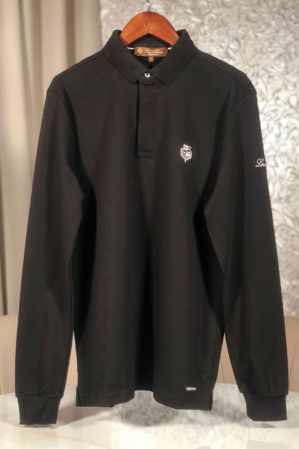 Поло с длинным рукавом Loro Piana logo-embroidered - Black
