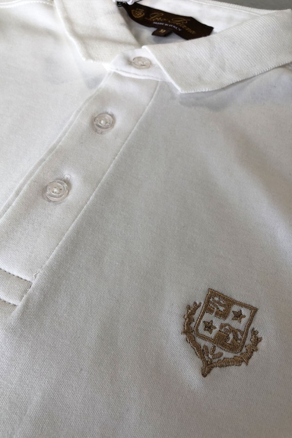 Белое мужское поло Loro Piana embroidered logo