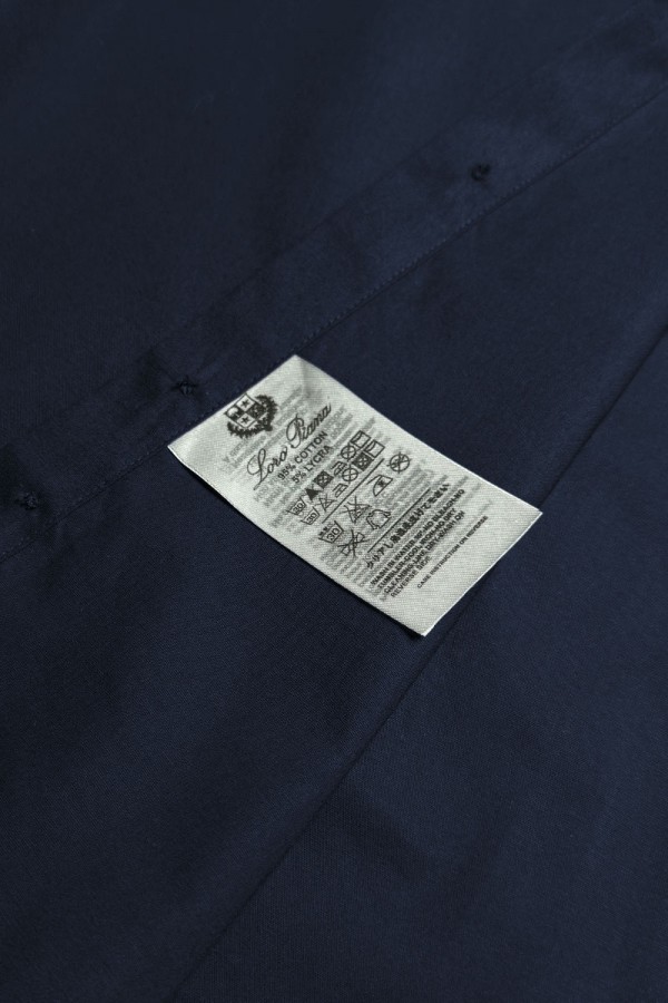 Мужская тёмно-синяя рубашка Loro Piana logo-embroidered