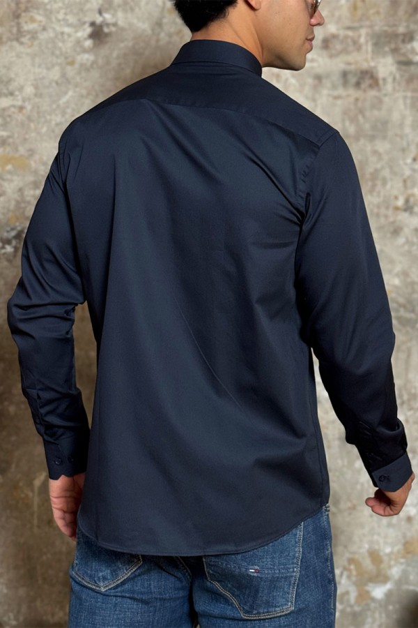 Мужская рубашка Loro Piana logo-embroidered - Navy