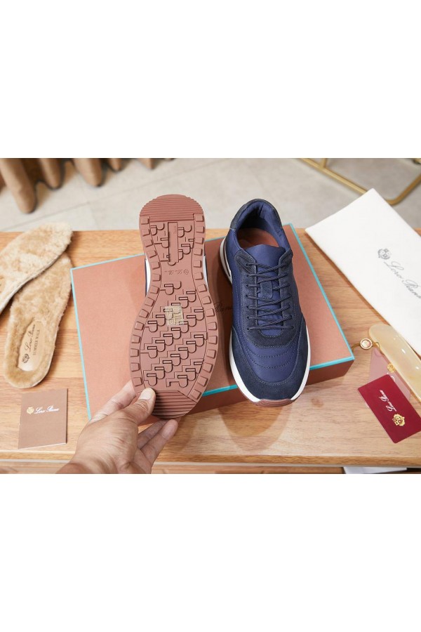 Замшевые кроссовки Loro Piana Week End Walk - Navy