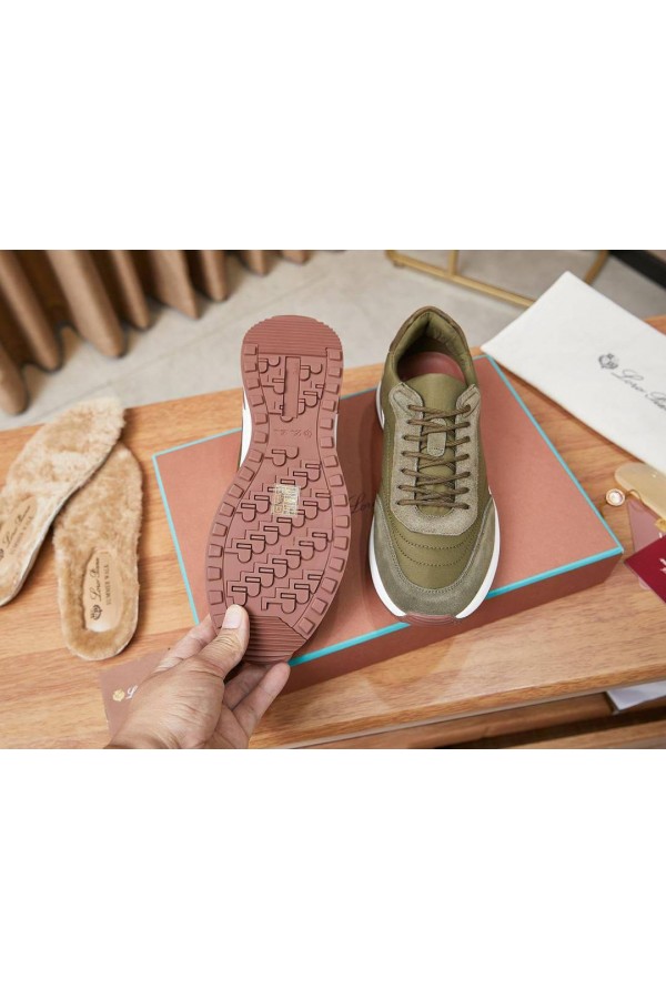 Замшевые кроссовки Loro Piana Week End Walk - Green