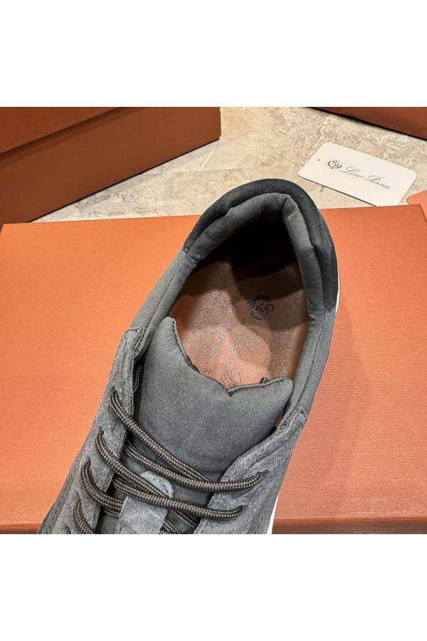 Замшевые кроссовки Loro Piana Week End Walk - Grey