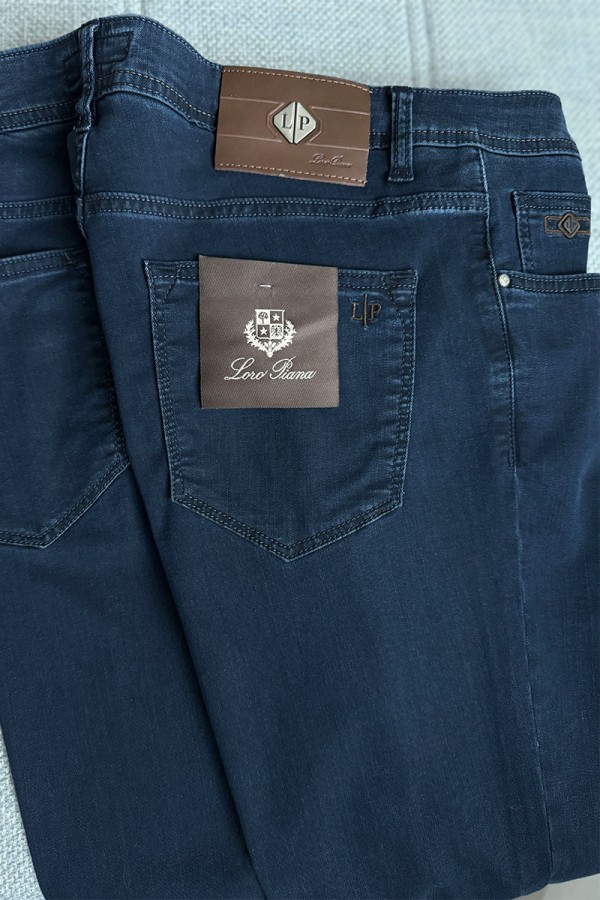 Мужские джинсы тёмно-синего цвета Loro Piana straight fit