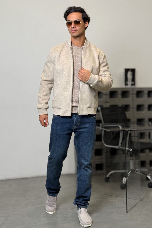 Мужской бомбер Loro Piana бежевого цвета