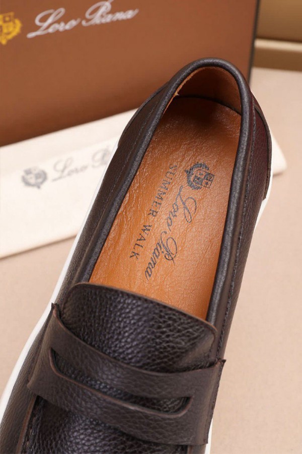 Кожаные лоферы Loro Piana Summer Walk - Brown