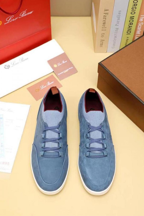 Замшевые кроссовки Loro Piana Soho Walk - Blue