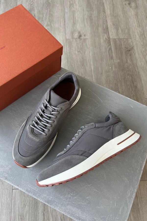 Замшевые кроссовки Loro Piana Week End Walk - Grey