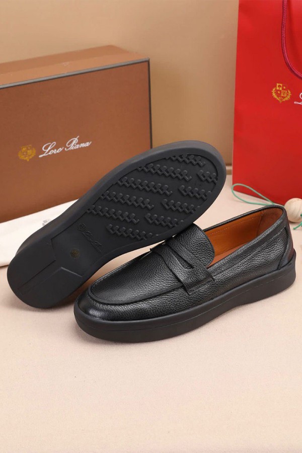 Кожаные лоферы Loro Piana Summer Walk - Black