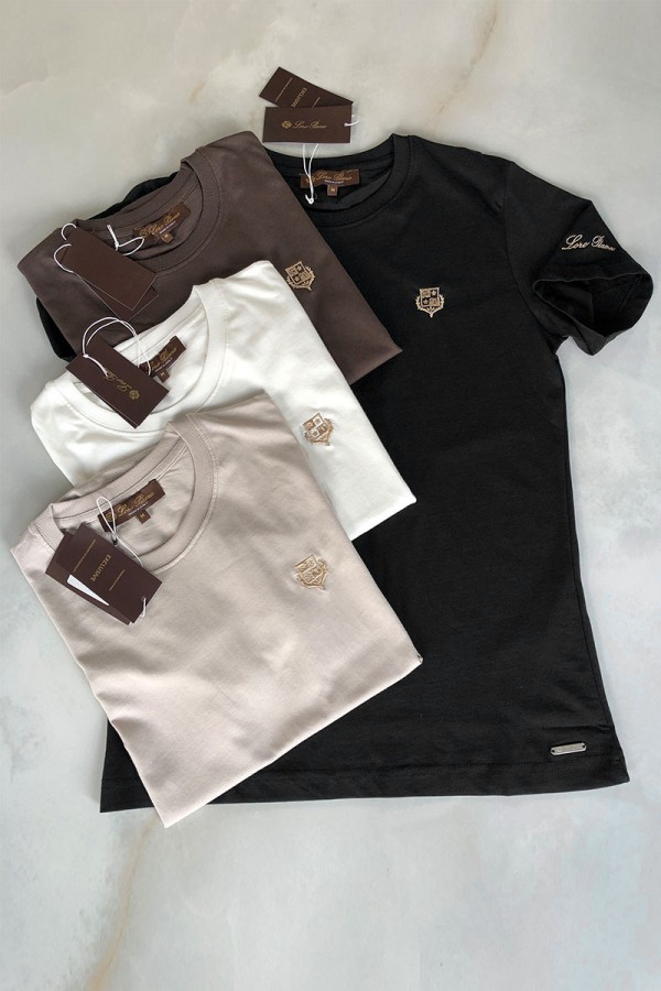 Чёрная мужская футболка Loro Piana embroidered logo