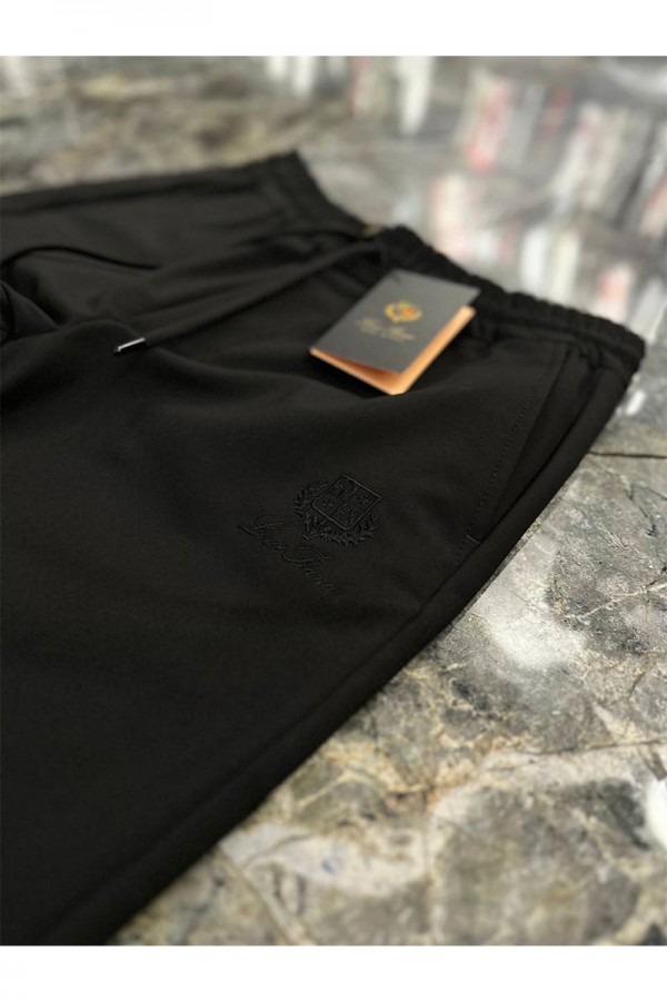Мужские чёрные штаны Loro Piana logo-embroidered