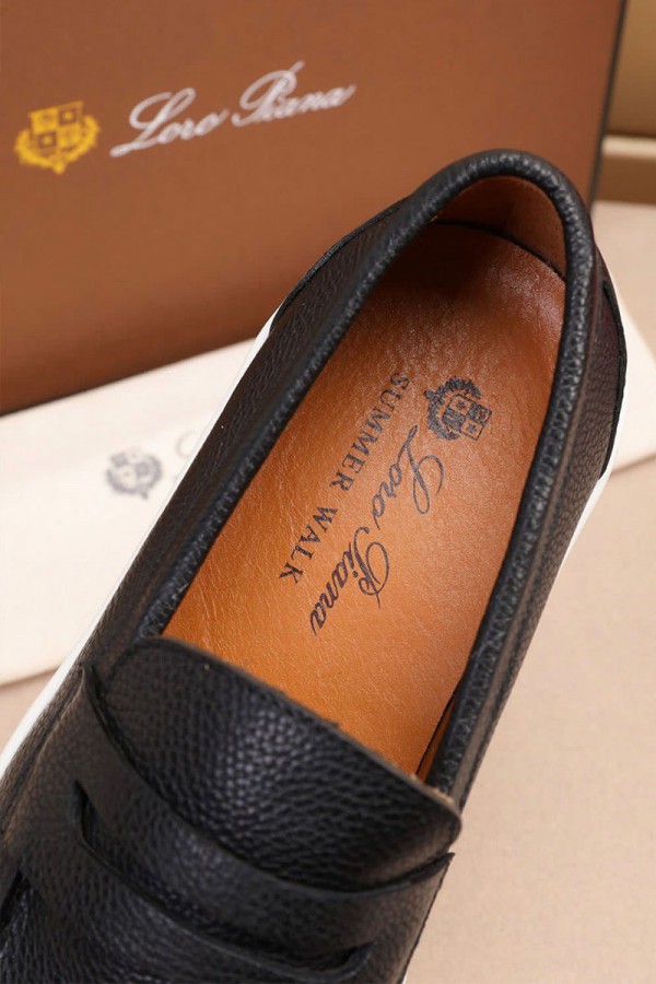 Кожаные лоферы Loro Piana Summer Walk - Black