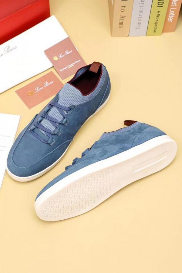 Замшевые кроссовки Loro Piana Soho Walk - Blue