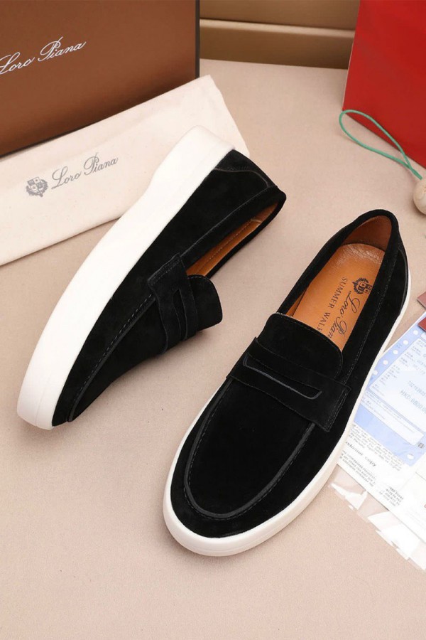 Замшевые лоферы Loro Piana Summer Walk - Black