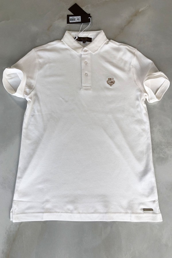 Белое мужское поло Loro Piana embroidered logo