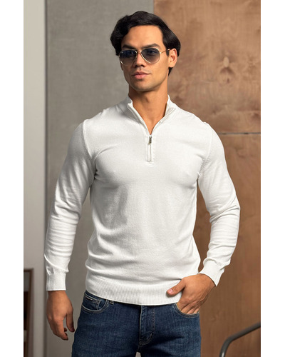 Белый джемпер Loro Piana Zip Neck