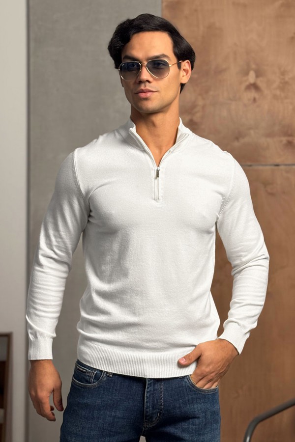 Белый джемпер Loro Piana Zip Neck