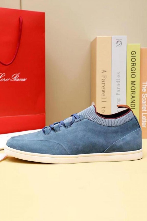 Замшевые кроссовки Loro Piana Soho Walk - Blue