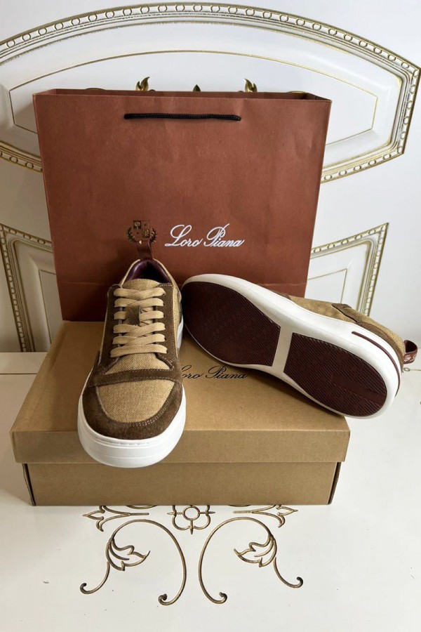 Комбинированные кроссовки Loro Piana Newport - Brown