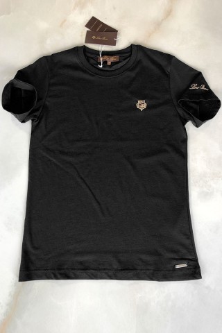 Чёрная мужская футболка Loro Piana embroidered logo