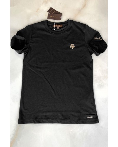 Чёрная мужская футболка Loro Piana embroidered logo