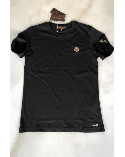 Чёрная мужская футболка Loro Piana embroidered logo
