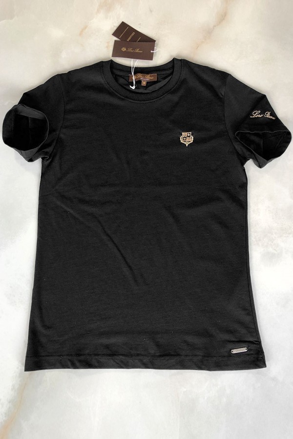 Чёрная мужская футболка Loro Piana embroidered logo
