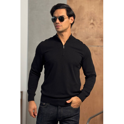 Чёрный джемпер Loro Piana Zip Neck